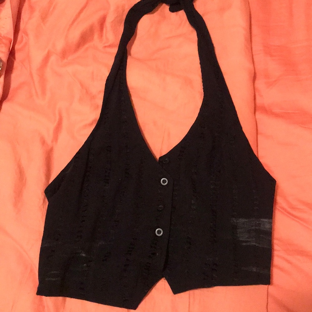 Forever 21 black crop top button up